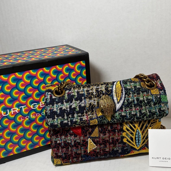 KURT GEIGER Kensington Crossbody Bag Womens Tweed Multicolor W/ Box & Dustbag